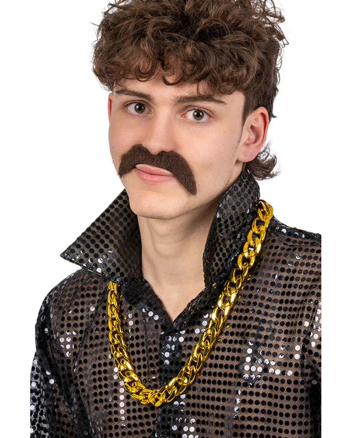 Collier doré en plastique avec étiquette cartonnée pliée