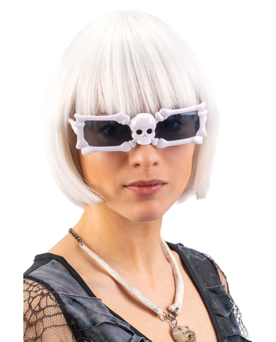 Halloween-Brille mit Skelettknochen auf Pappkarton