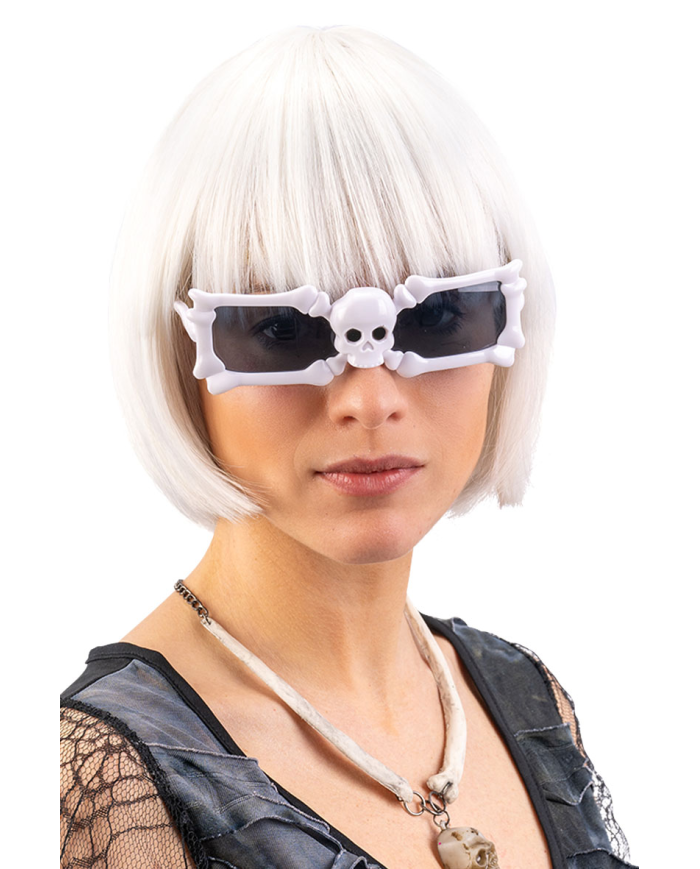 Halloween-Brille mit Skelettknochen auf Pappkarton