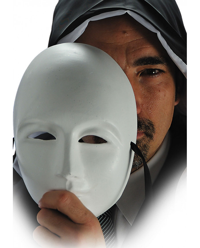 White papier-mache face with forehead cap.