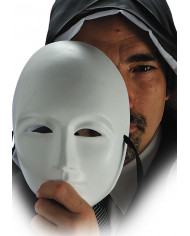 Maschera bianca classica in cartapesta, con naso greco e