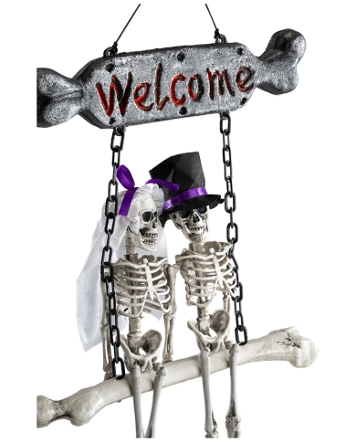 Adornos de esqueletos de tobogán para colgar de unos 60 cm de altura x 40 cm de longitud con etiqueta colgante/etiqueta...