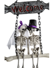 Adornos de esqueletos de tobogán para colgar de unos 60 cm de altura x 40 cm de longitud con etiqueta colgante/etiqueta...