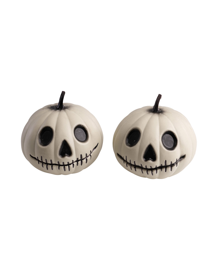 2 têtes de squelette nbxmas h. env. 10 cm dans un sachet en filet avec étiquette volante / étiquette