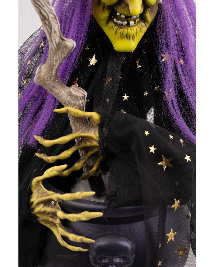 Witch w/cauldron h.cm.60 w/lights, sound and movements (batt. not incl.) with hangtag/label