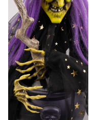 Witch w/cauldron h.cm.60 w/lights, sound and movements (batt. not incl.) with hangtag/label