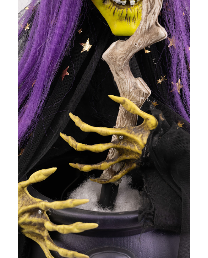 Witch w/cauldron h.cm.60 w/lights, sound and movements (batt. not incl.) with hangtag/label