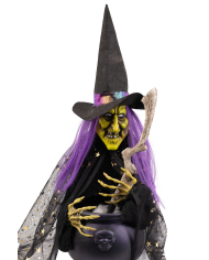 Witch w/cauldron h.cm.60 w/lights, sound and movements (batt. not incl.) with hangtag/label