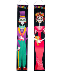 2 mexican skulls banners in fabric h.cm.180 x l.cm. 30 in pbh