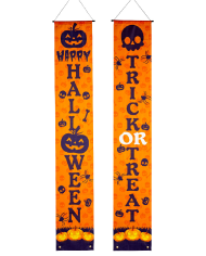 2 Banner aus Stoff Happy Halloween H. 180 ca. cm x L. 30 ca. cm in Beutel mit Aufhänger