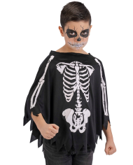 Poncho kleines Skelett aus Jersey Einheitsgröße L. ca. 55 cm in Beutel mit Haken