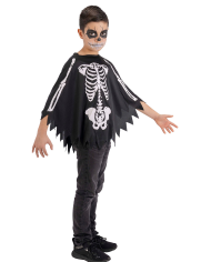 Poncho kleines Skelett aus Jersey Einheitsgröße L. ca. 55 cm in Beutel mit Haken