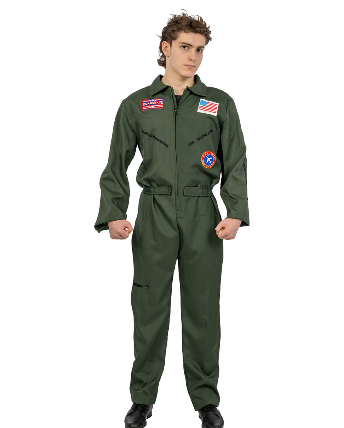 Aviator jumpsuit costume only size (m/l) in bag w/hook