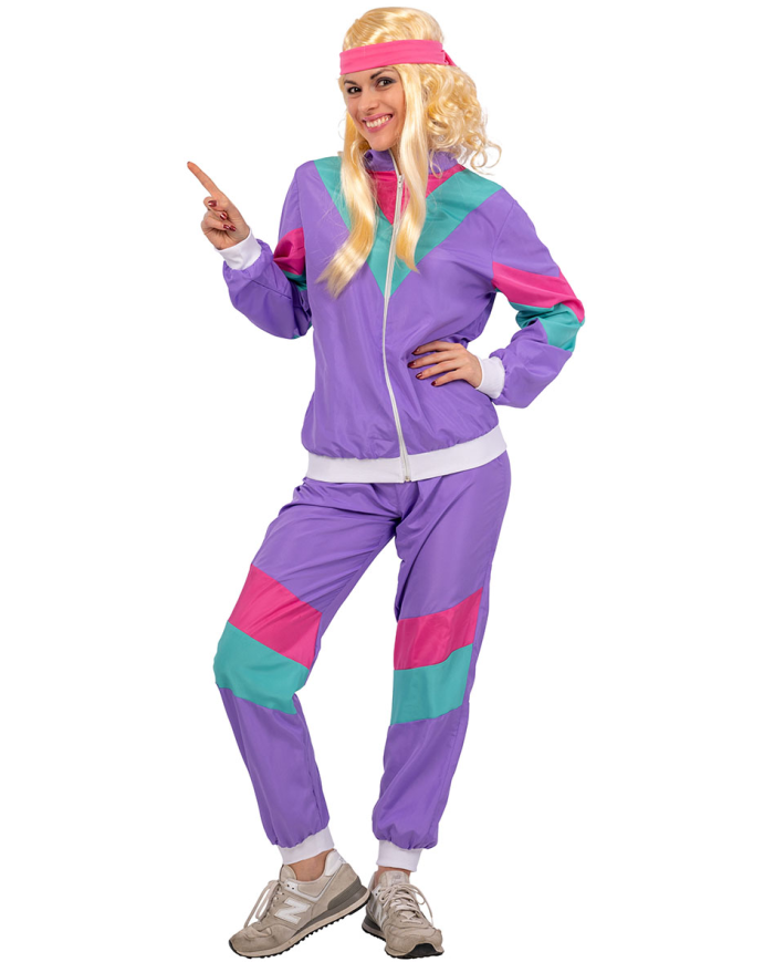 Costume tuta viola disco anni 80 e 90 T.U. (S/L) in busta c/gancio