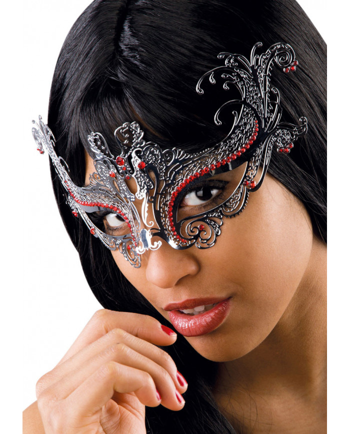 Maschera di Carnevale ricamata, mezzo visto, color grigio