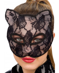 Chinless plastic mask with black lace for an attractive cat