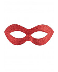Red glittered plastic eyemask, ideal for Christmas or New