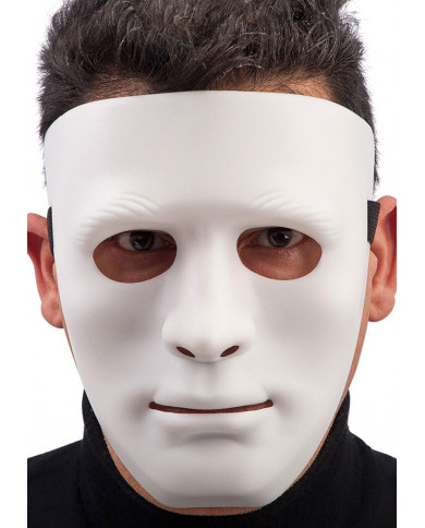 White plastic mask like the ruthless Michael Myers one, the