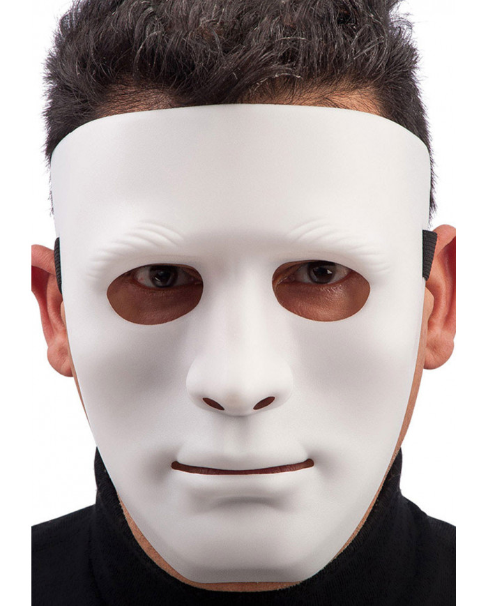 White plastic mask like the ruthless Michael Myers one, the