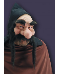 Soft Pvc Chinless Mask W/Black Moustaches And Hood In Pbh