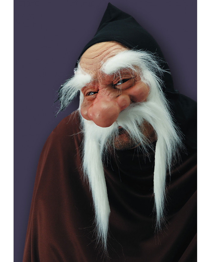 Soft Pvc Chinless Mask W/White Moustaches And Hood In Pbh