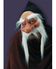 Soft Pvc Chinless Mask W/White Moustaches And Hood In Pbh