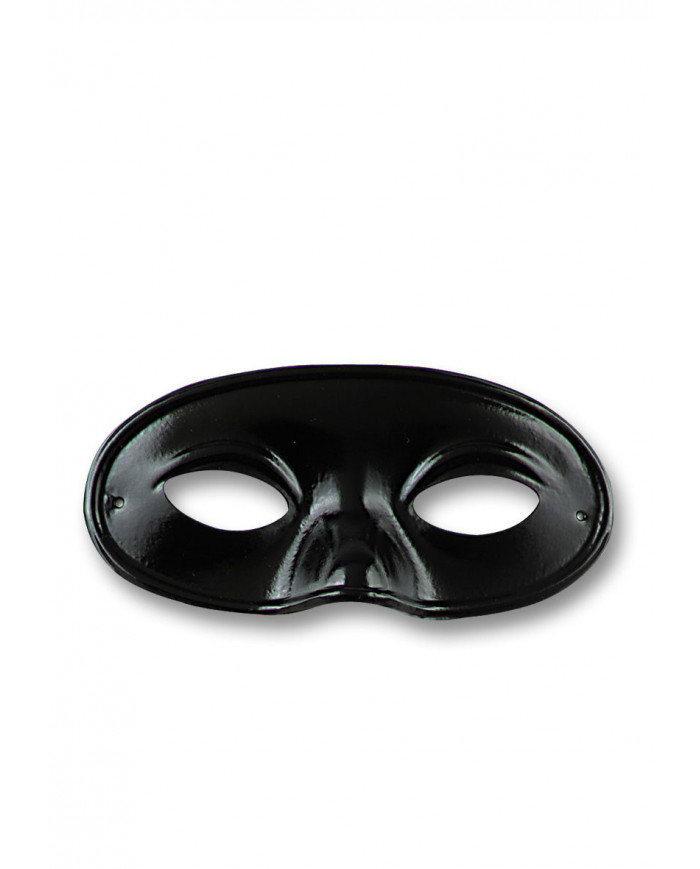 Maschera domino in plastica nera lucida, dimensione bambino.