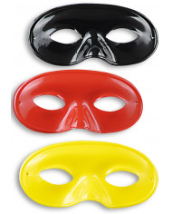 Maschere domino in plastica lucida di colori assortiti: nero