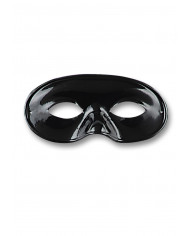 Maschera domino in plastica nera lucida. Dimensione grande