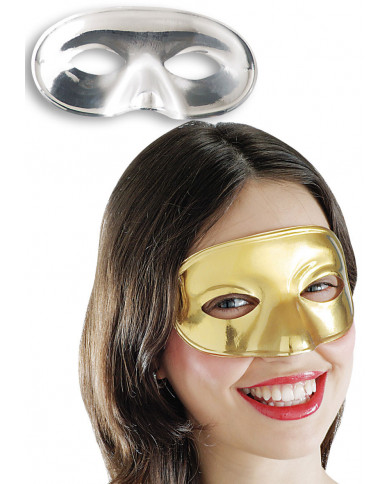 Maschere domino in plastica metallizzata, disponibili nei