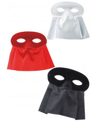 Maschere domino in plastica scamosciata con bautta in raso nei