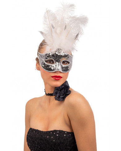 Mascherina mezzo viso in plastica decorata con paillettes