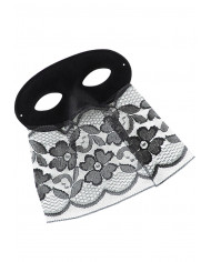 Demi-masque de daim noir avec bauta en dentelle noire avec Ã©tiquette