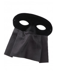 Demi-masque de daim noir avec bauta en satin noir avec Ã©tiquette
