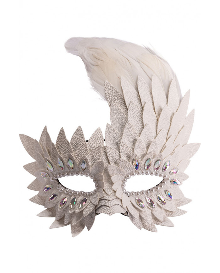 Mascherina mezzo viso bianca in ecopelle decorata con