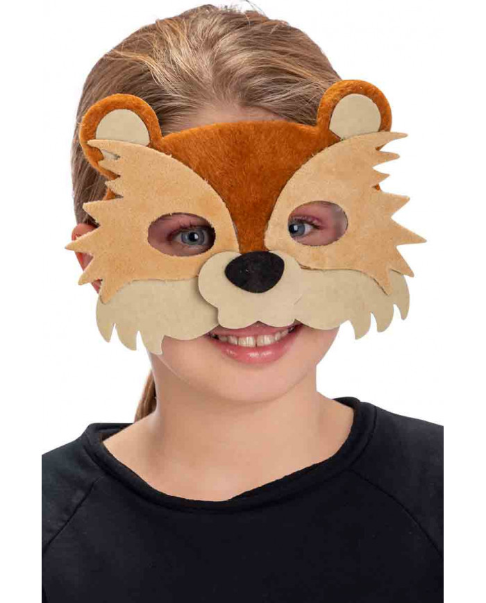 Nice teddy bear mask made of brown velvet. Ideal for Carnival