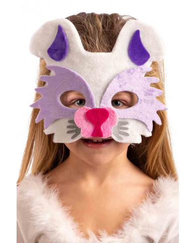 Maschera da coniglietto realizzata in vellutino bianco, con