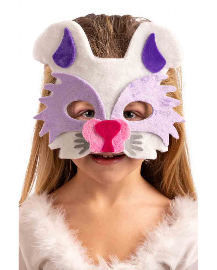 Maschera da coniglietto realizzata in vellutino bianco, con