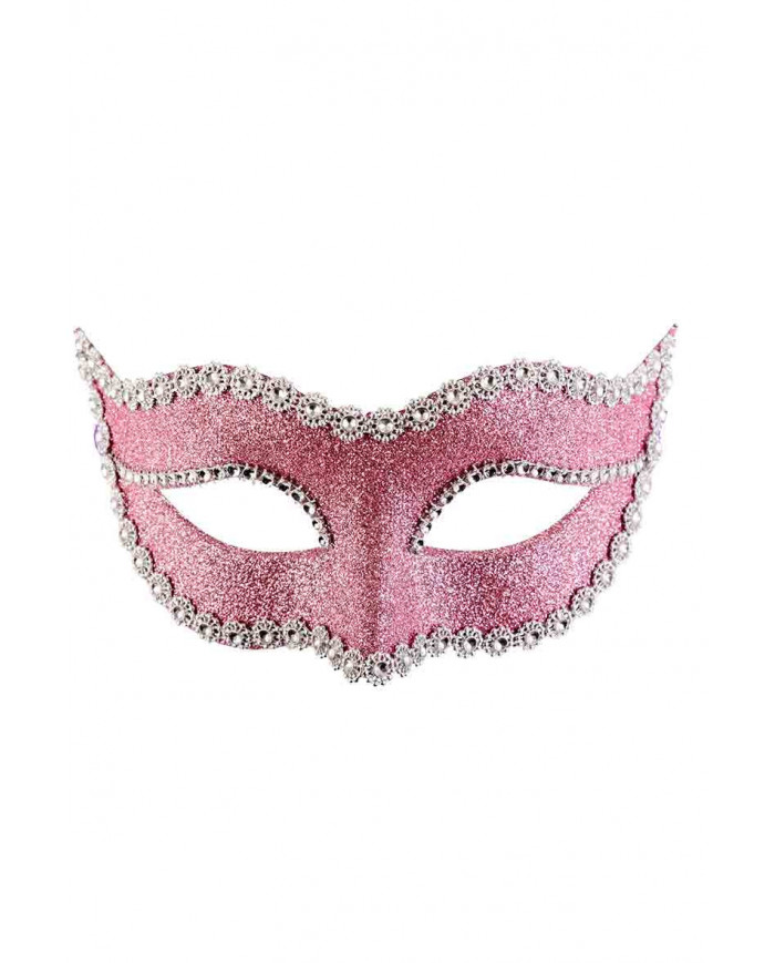 Elegant plastic half face mask, decorated with many pink