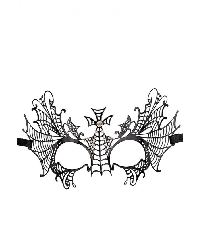 Elegant black metal mask decorated with rhinestones. Ideal for