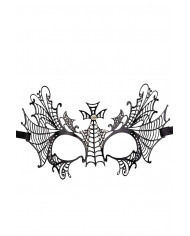 Elegante maschera in metallo nera decorata con strass sparsi e