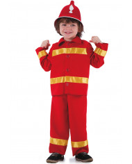 Fireman costume for kid with fabric coat, pants and hat.
