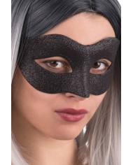 Plastic chinless mask with black glitter, ideal for an elegant