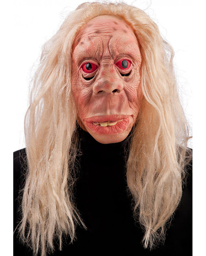 Old Man With Blond Hair Latex Mask W/Header