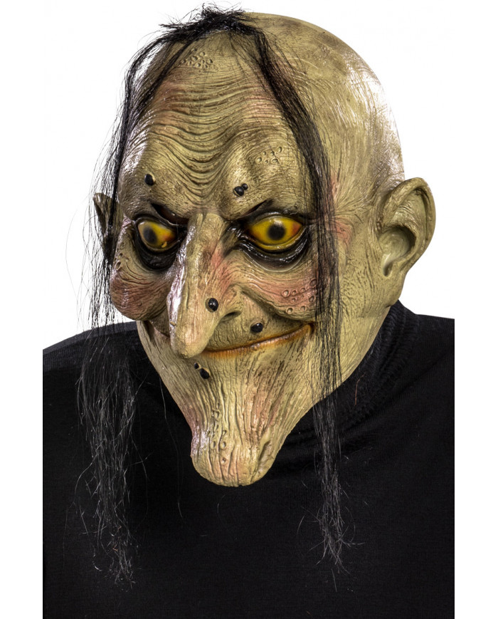 Latex mask with old man's face full of wrinkles and wrinkles