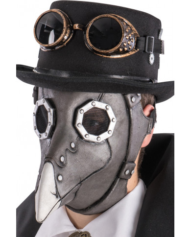 Maschera a forma di testa di corvo, realizzata in lattice in