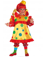 Costume da clown Bollicina per bambina. Abito in tessuto giallo