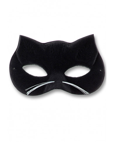 Black flocked cat domino with whiskers. Ideal to become a