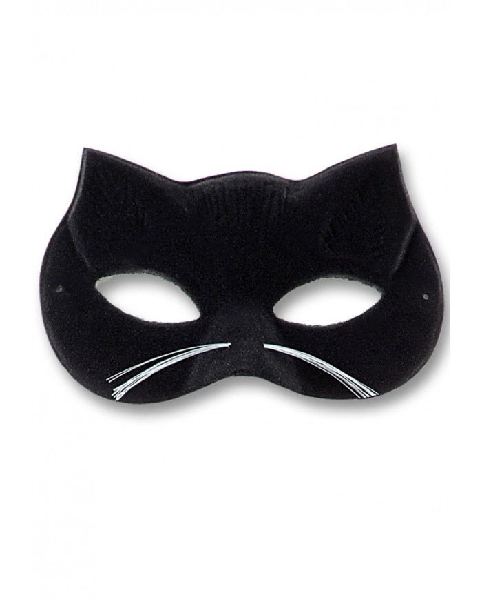 Black flocked cat domino with whiskers. Ideal to become a