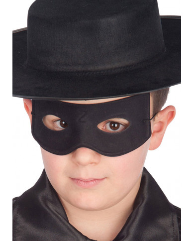 Antifaz de ante negro con etiqueta colgante/etiqueta